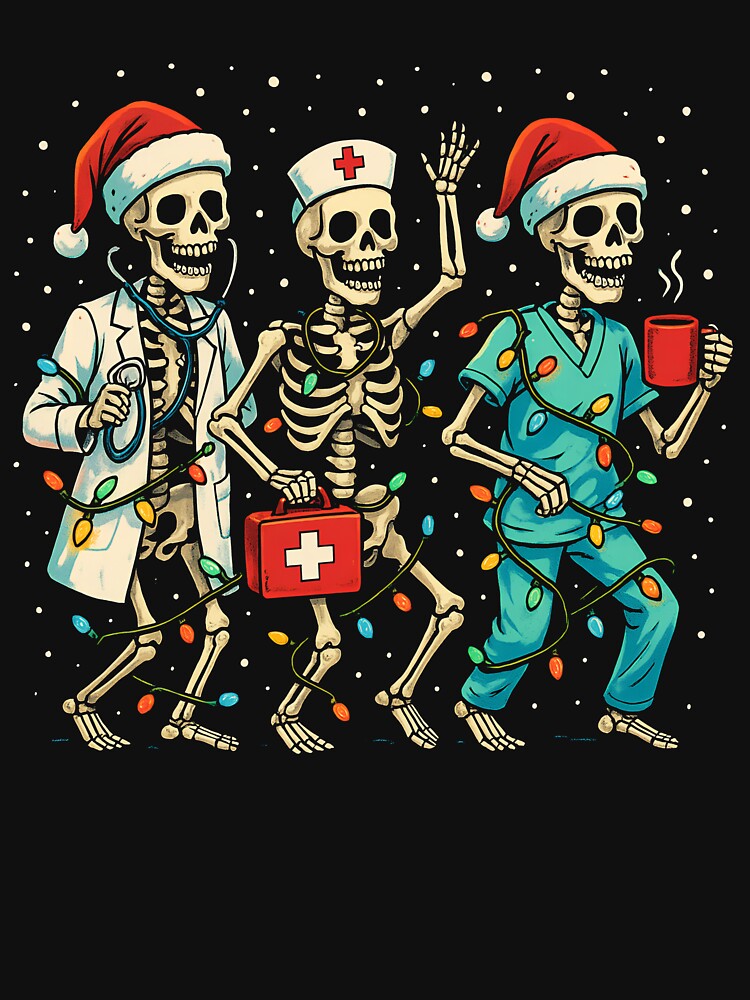 Christmas Skeleton Nurse Funny Radiology Christmas Nurses Gear by DynamicDesign