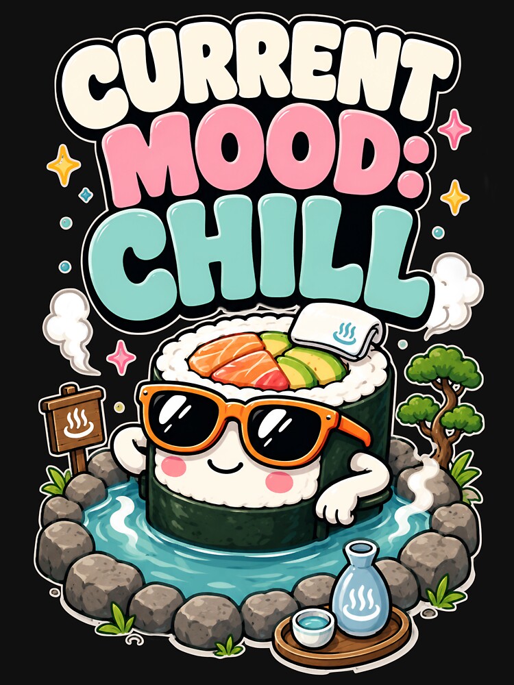 Chill Sushi Character in Hot Spring by aashcreat
