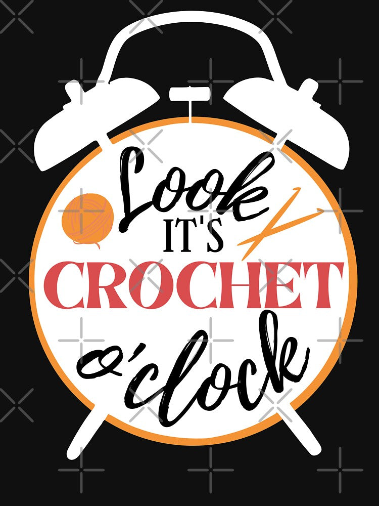 Look, it's crochet o'clock with clock shape, hooks and yarn ball by milkasweet