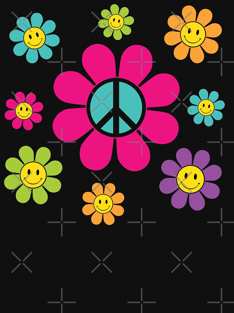 funky peace sign flower retro 70's by RoguePixel