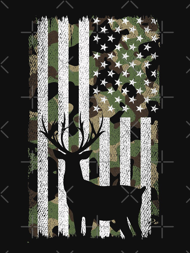 Men Camo US Flag Deer Elk Buck Camoflage Hunting Hunter Dad by ACHRAF877