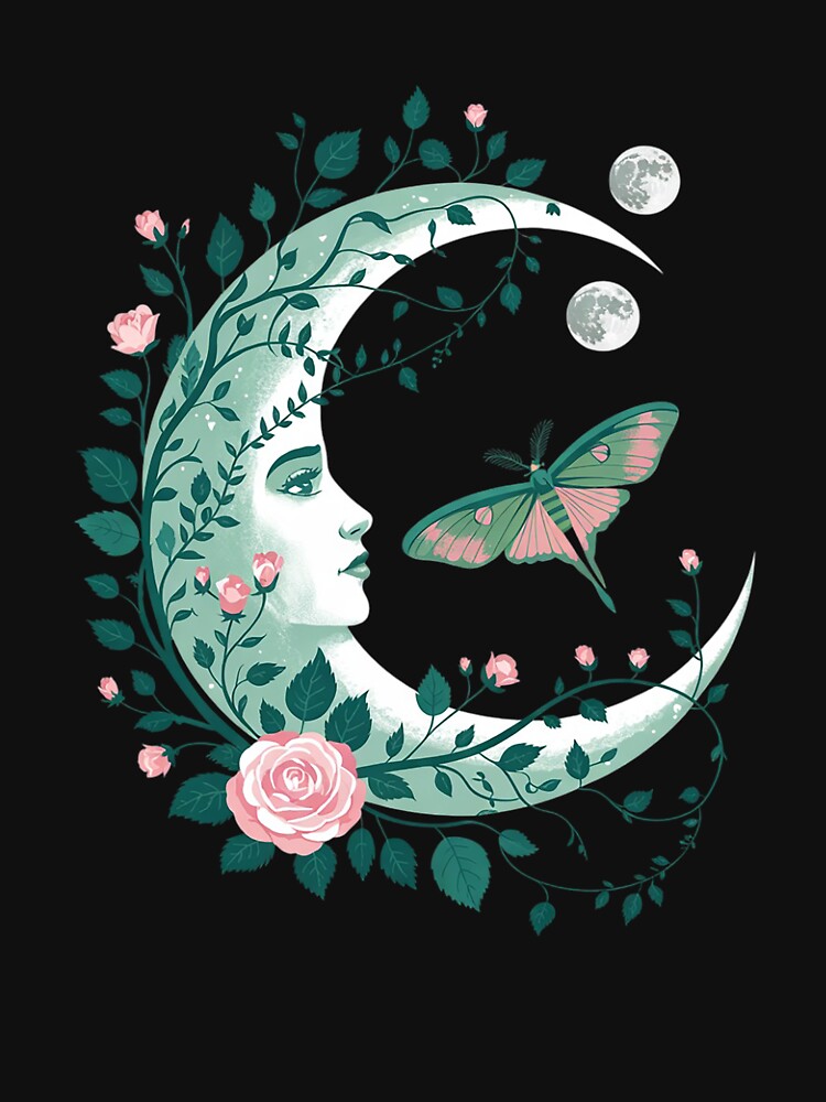 goblincore moth and butterfly moonphases flowers cottagecore by VerseFarm