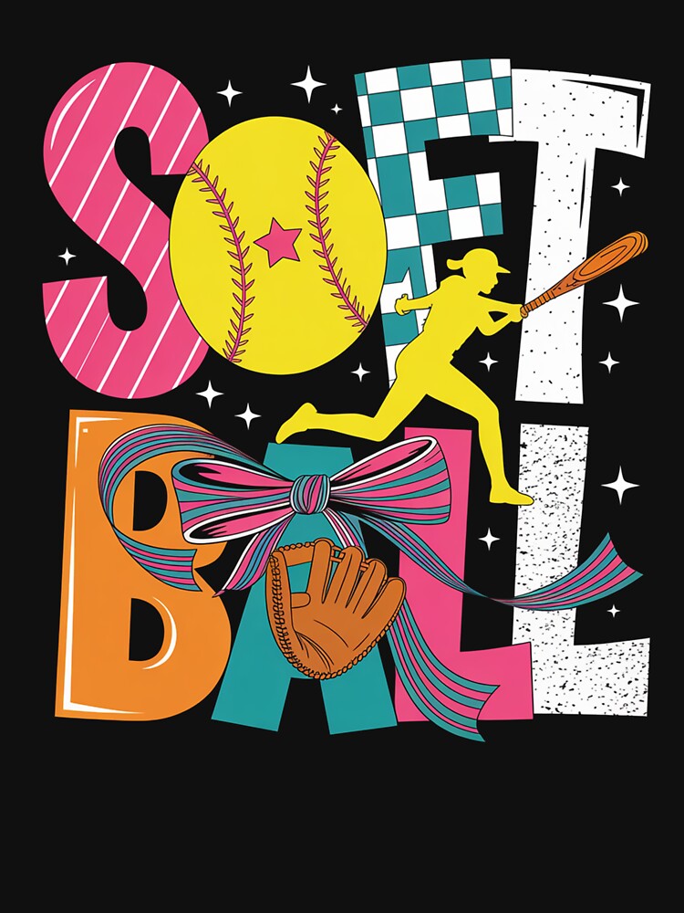 Softball Coquette Bow Game Day by RayhendersonArt