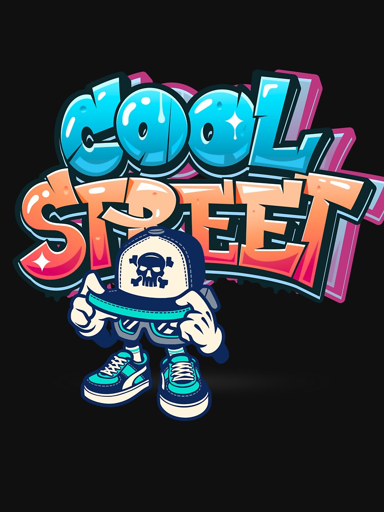 Cool Street Skeleton - Urban Graffiti Hip Hop Art T-Shirt by thazinart