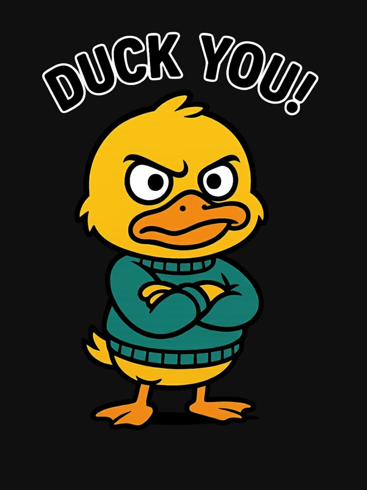 Angry Duck in Sweater – Funny Cartoon Animal Design by SugarTeddys