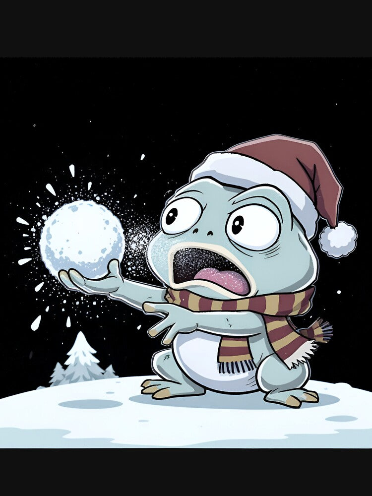 Funny Chibi Frog – Snowball Bounce Back | Cute Christmas Frog Cartoon Design by ColorSplash123