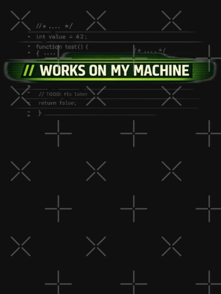Funny Developer Shirt – Works On My Machine Coding Humor T-Shirt by Mladen Rudonja Studio