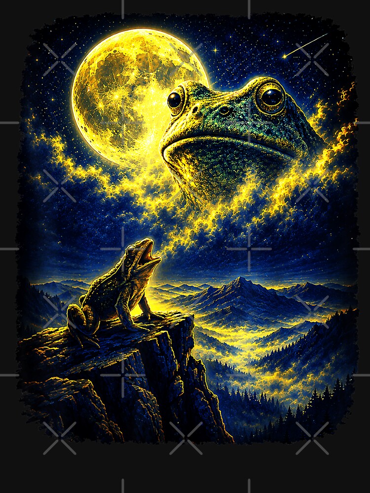 Frog Howling to the Moon Retro Vintage Graphic by AddlPoolart