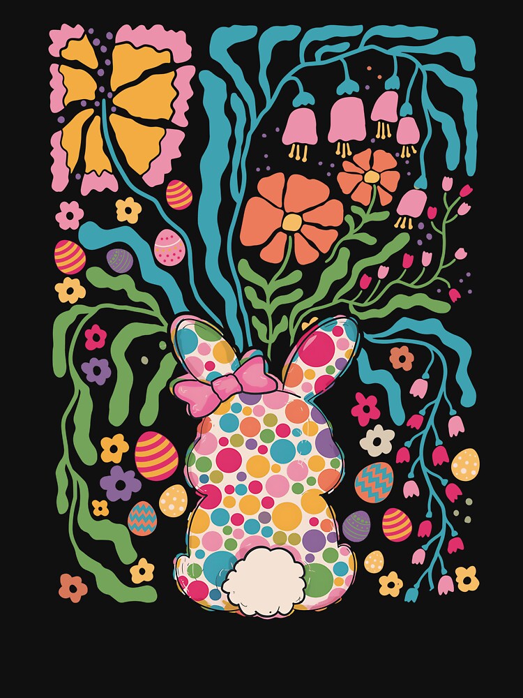 Boho Flowers Easter Bunny Coquette Bow Rabbit Easter Day by TalalosART