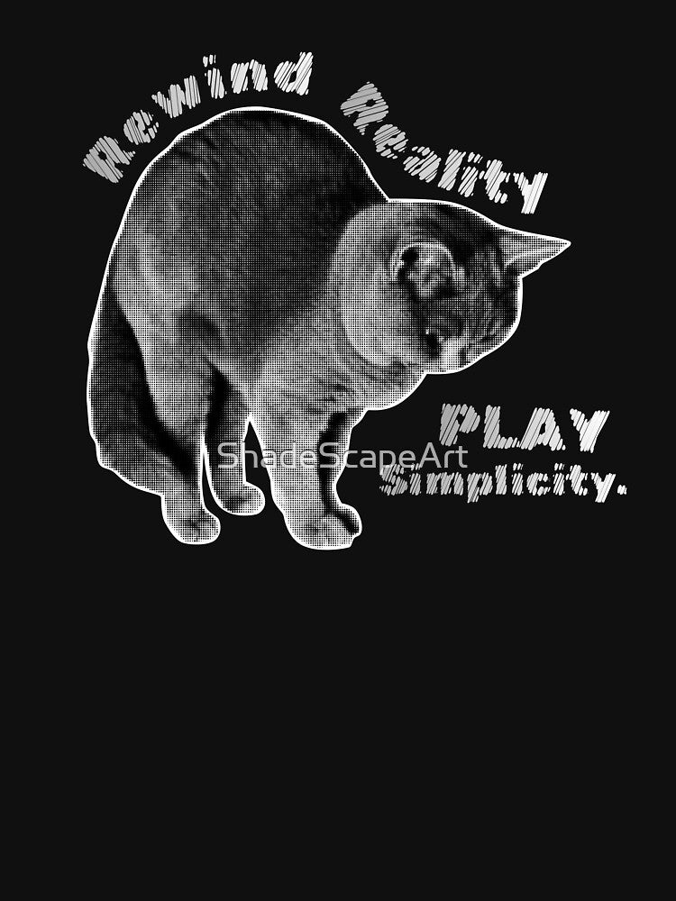 Retro Cat in TV Static – “Rewind Reality, Play Simplicity” by ShadeScapeArt