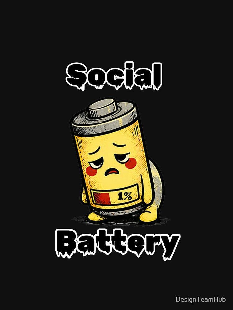 Social Battery 1% Shirt – Funny Low Energy Introvert Aesthetic Tee by DesignTeamHub