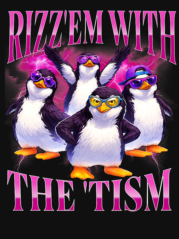 Funny Rizz Em With The Tism Retro Penguin Meme by puzchresta