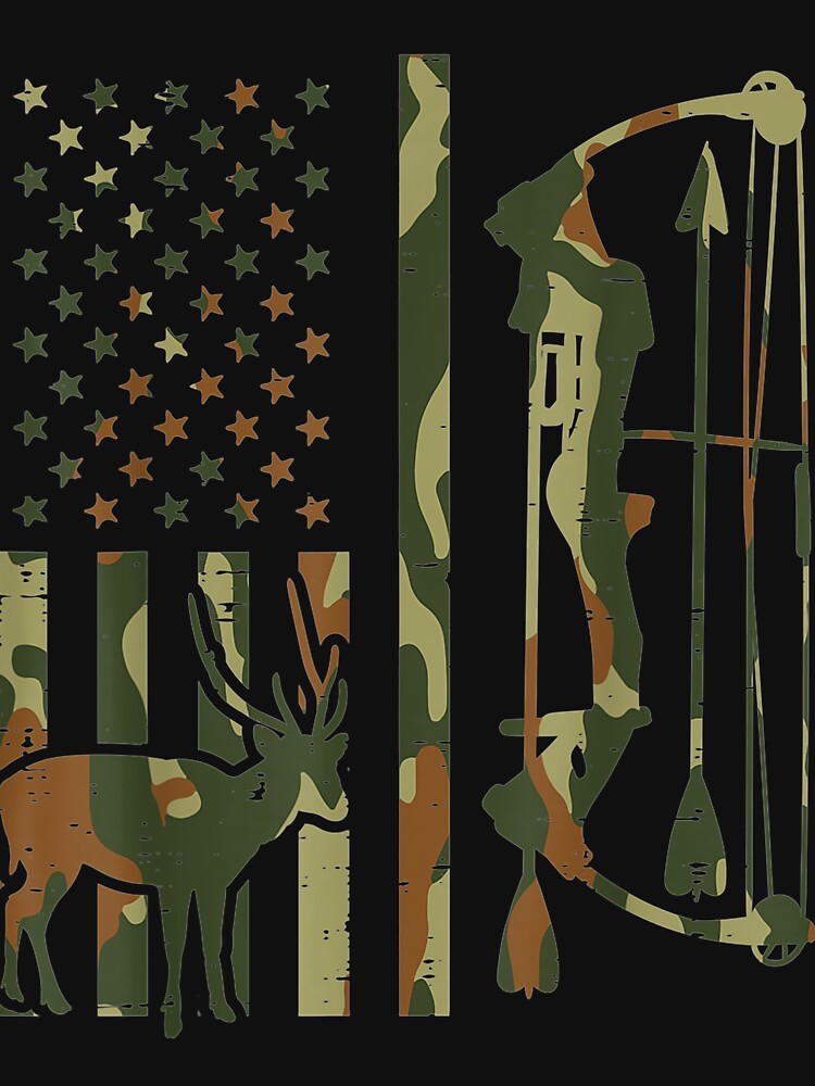 Camo Flag Deer Bow Hunting Patriotic Hunter Dad Archer by ScottSlade