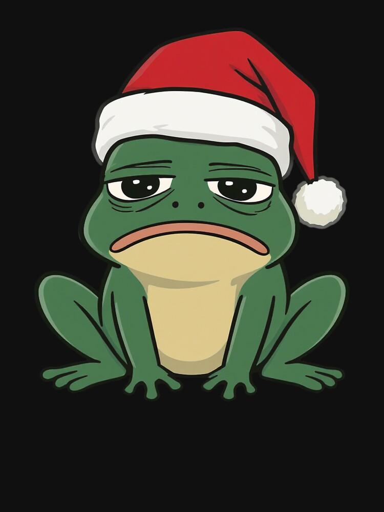 Moody Frog in Santa Hat | Funny Minimal Christmas Frog by ColorSplash123