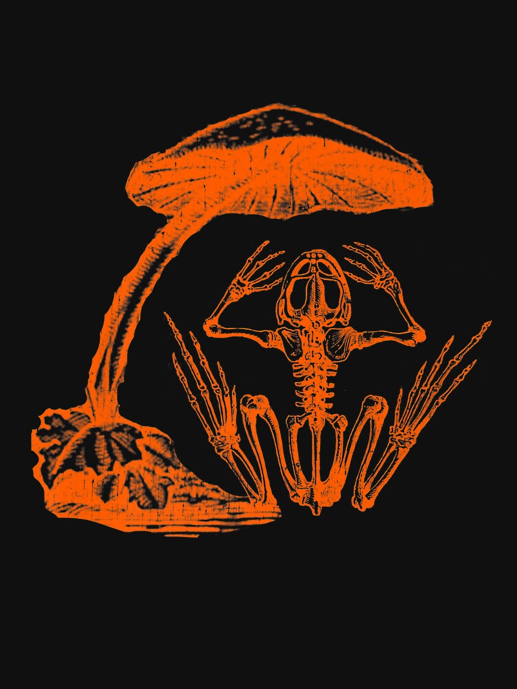 CREEPY COTTAGECORE FROG UNDER MUSHROOM UMBRELLA SKELETON by sobriowslen