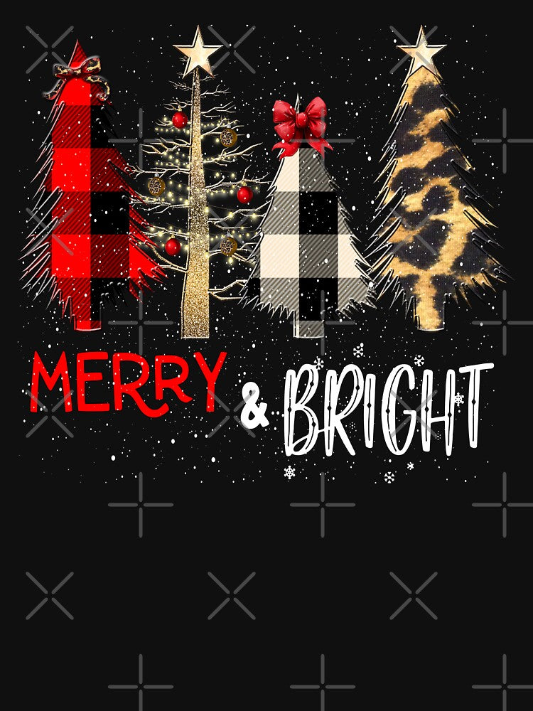 Merry and Bright Christmas Wild Leopard Plaid Trees by Alexandra Schowalter
