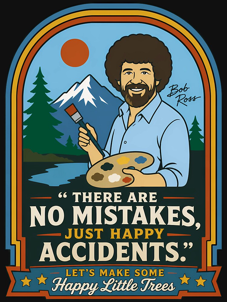 Bob Ross No Mistakes Just Happy Accidents Happy Little Trees Vintage Retro Art by karamram