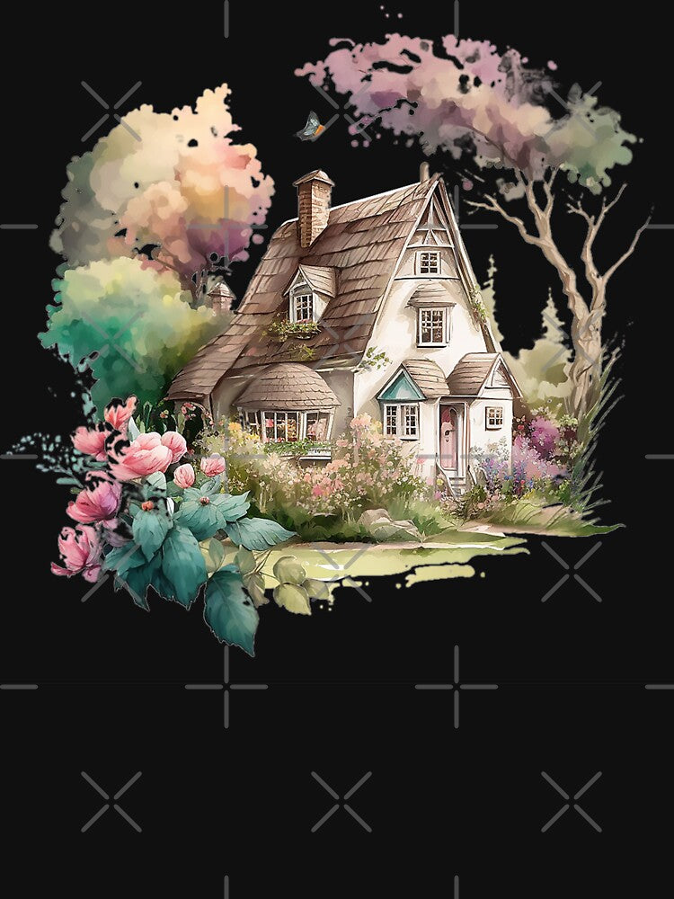 Flowery Cottagecore Scenery - Pastel Watercolor - Cottage Living by Top Seller ⭐⭐⭐⭐⭐ 5/5