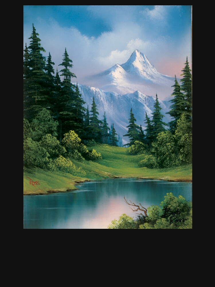 Bob Ross Mountain Serenity Black by Bob Ross Official Merch Shop Unisex