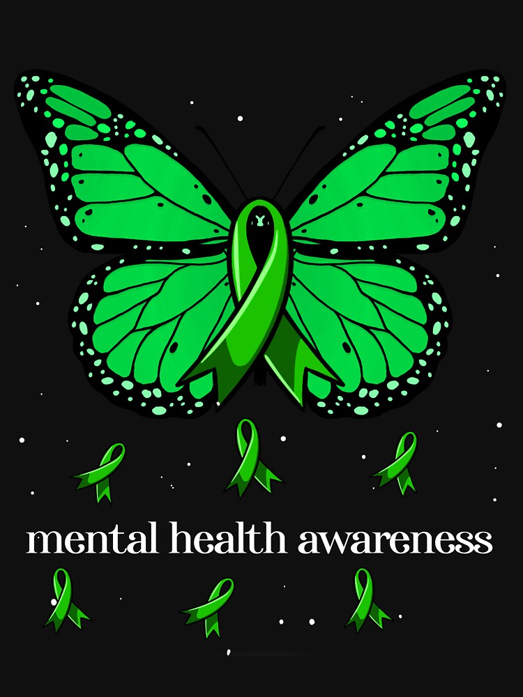 Green Ribbon Butterfly Women's Mental Health Awareness Gear by DynamicDesign
