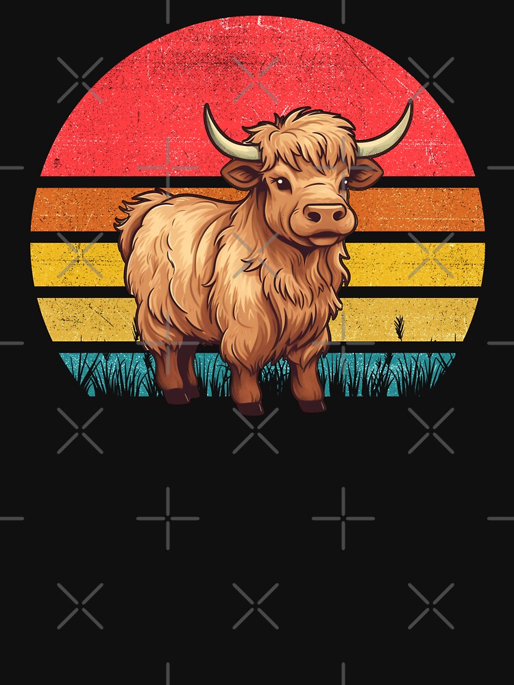 Highland Cow Vintage Retro Sunset by rafaeltto