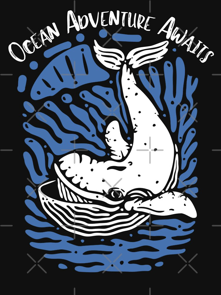 Ocean Adventure Awaits Vintage Whale Linocut Aesthetic by SK ArtNest