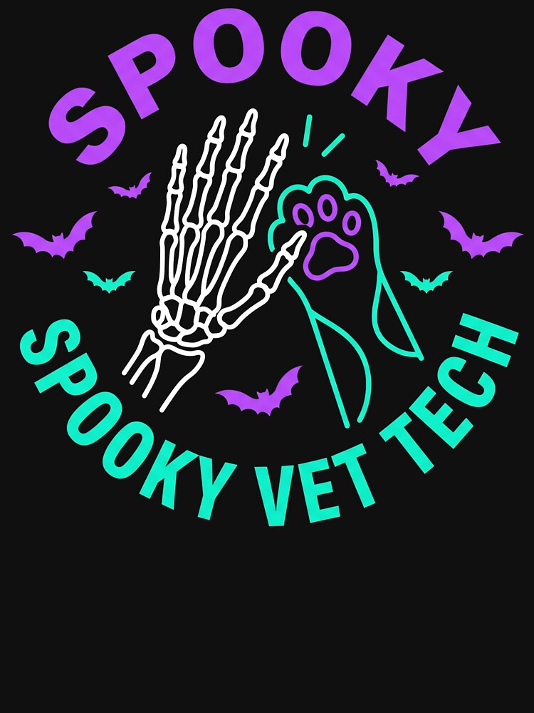 Spooky Vet Tech Veterinary Halloween Skeleton High Five Paw by TeNovaStudio ⭐⭐⭐⭐⭐