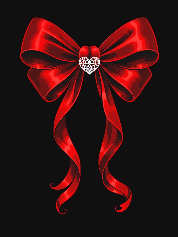 Coquette Bow Aesthetic Red Ribbon Heart Valentines Day Girls by clothesy7