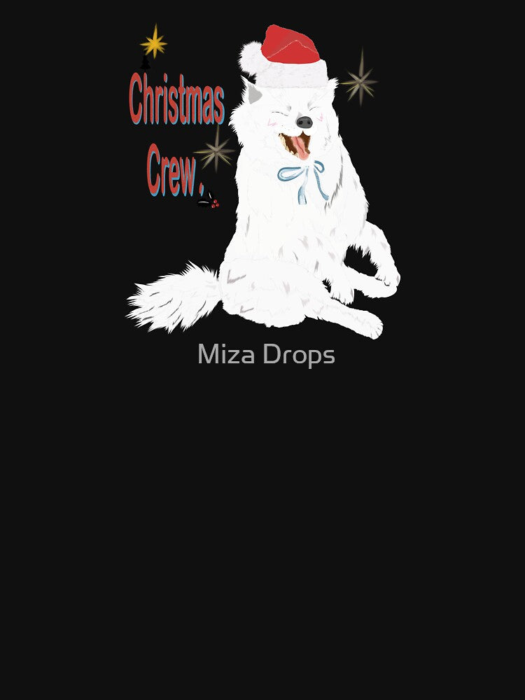 Christmas Theme Christmas Crew Cute Dog – Fluffy Puppy with Santa Hat by Miza Drops