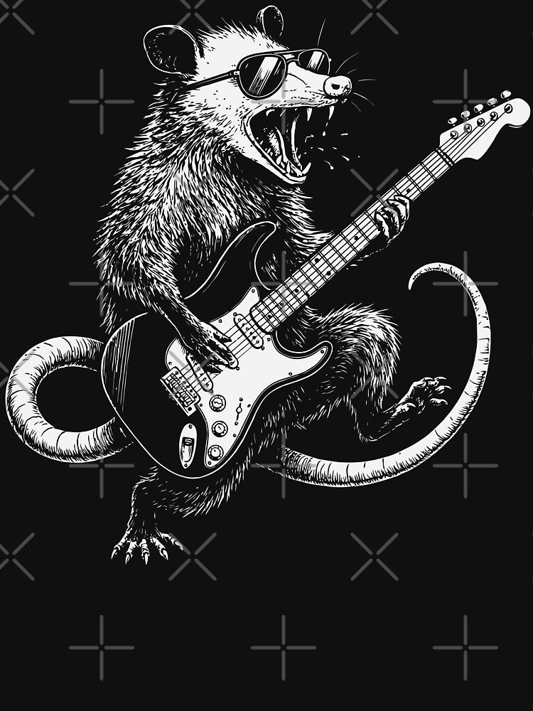 Possum Playing Electric Guitar Vintage Musical by Y-Vibes