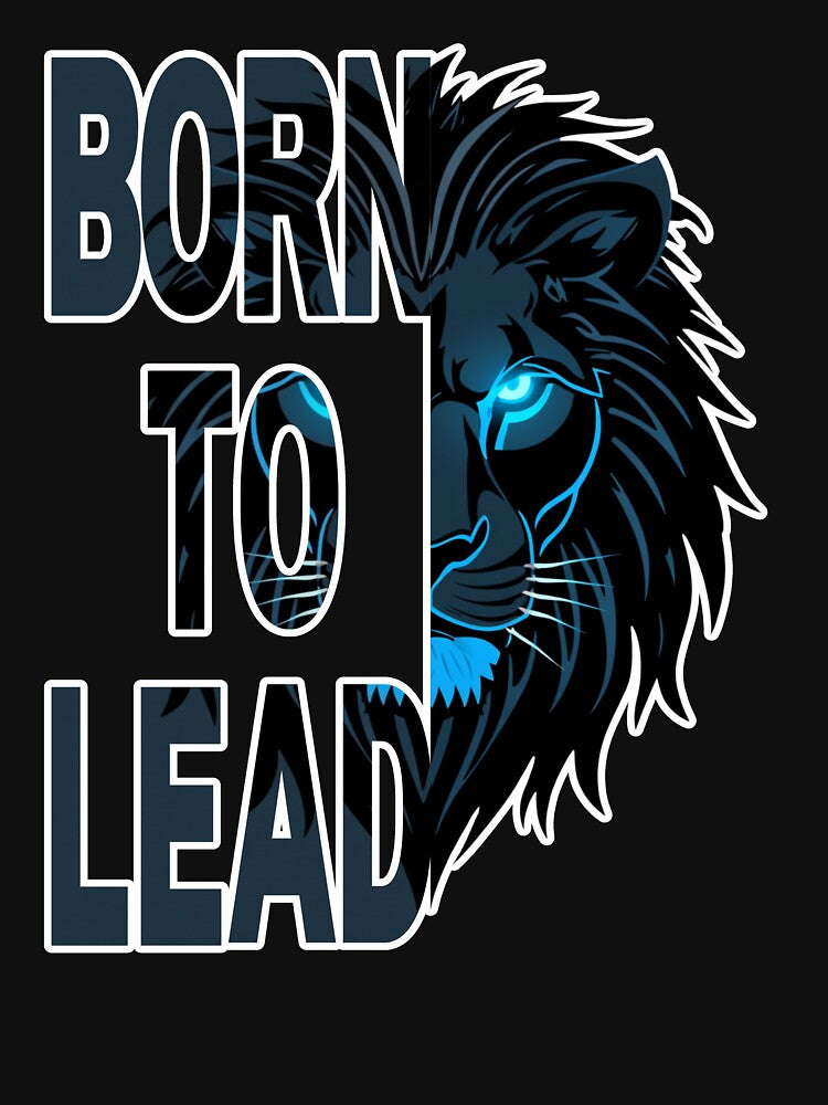 Born To Lead Lion - Blue Neon Aesthetic by thazinart
