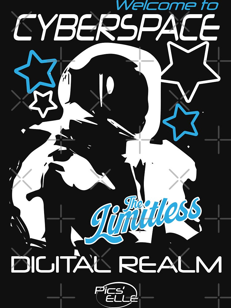 CYBERSPACE – White and blue astronaut on futuristic black background Y2K by Pics'Elle Creations