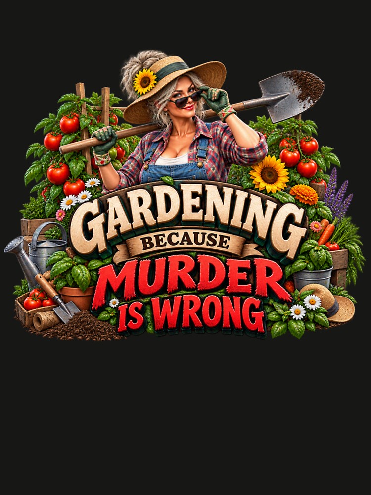 Gardening Because Murder Is Wrong – Funny Sarcastic Gardener for Women by unicatello