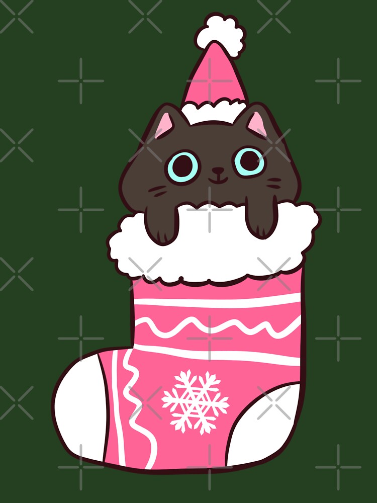 Cute christmas black cat illustration by Yarafantasyart