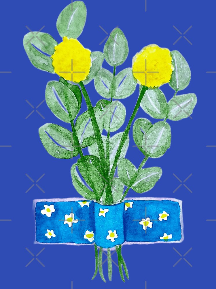 Yellow flowers glued on with tape - hand-painted with watercolor. by Greitas
