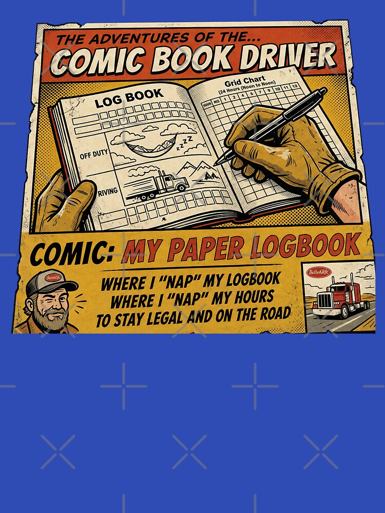 Comic Book Driver - Vintage Paper Logbook Humor Art by NomadForge