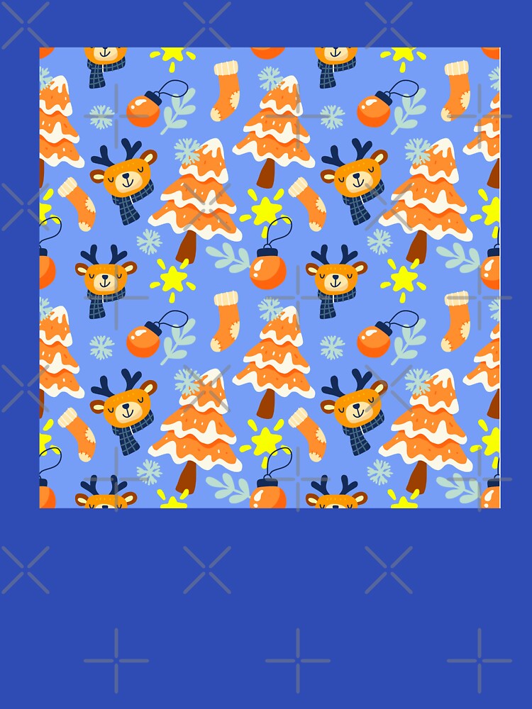 Reining Reindeer Christmas Blue Orange by Ashberry2