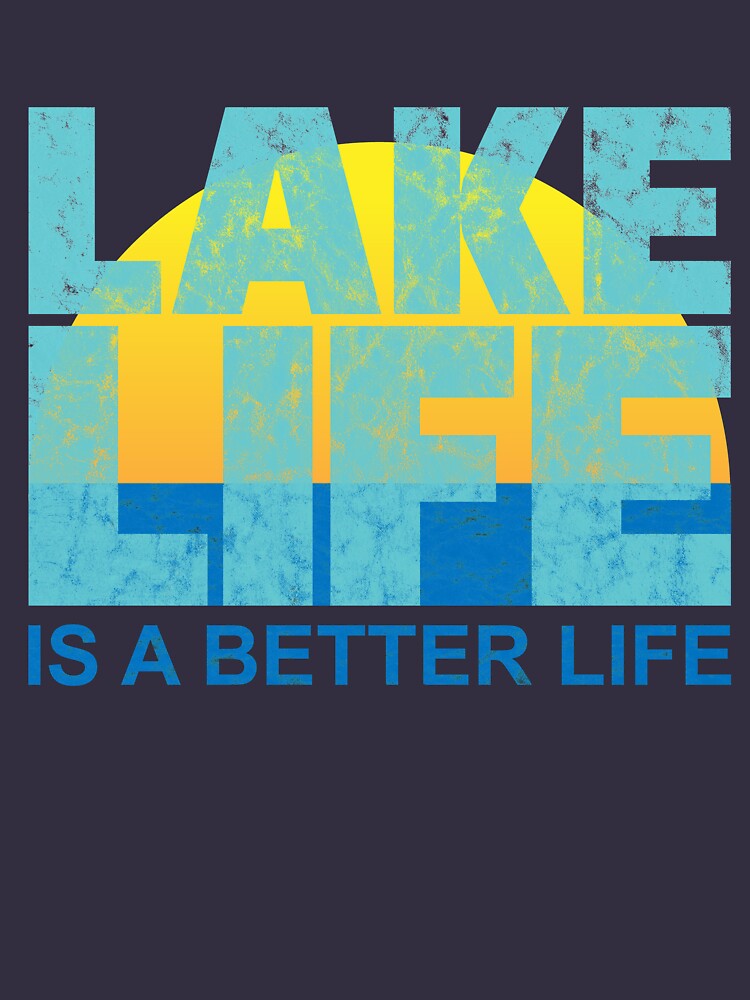 Lake Life Sunset Vintage Women Men T-Shirt by inkedtee