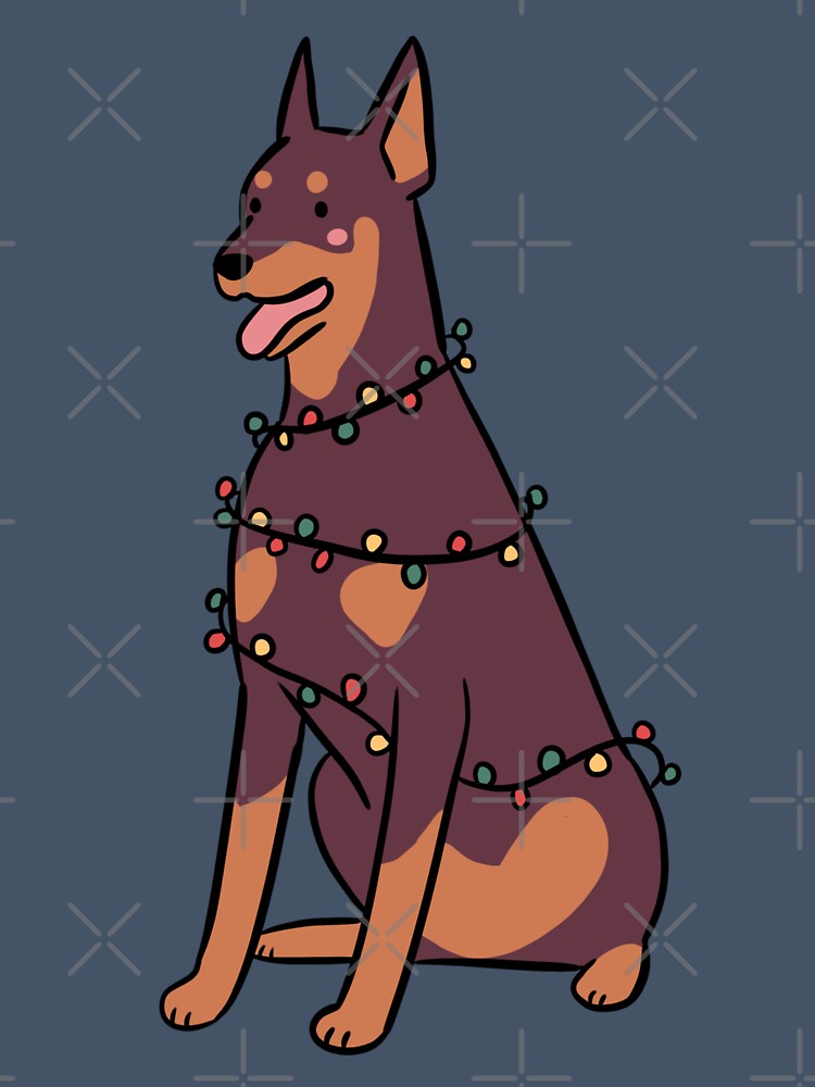 Cute christmas doberman dog illustration by Yarafantasyart