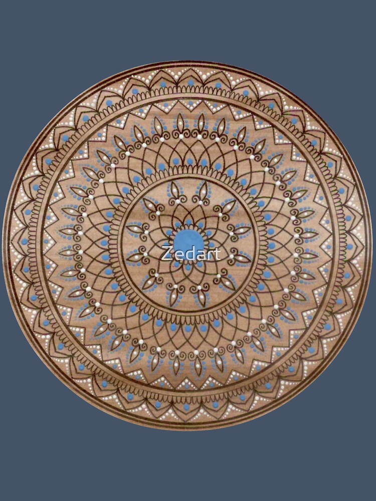 Hand Drawn Brown And Blue Mandala by Zedart