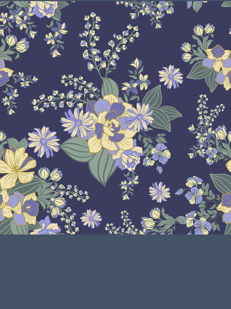 Handdrawn flowers on midnight blue background by vidyaroul