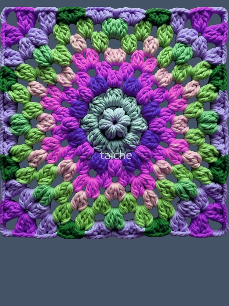 Granny Square Crochet Pattern Seventies Retro Pastel-Blue Lilac by taiche