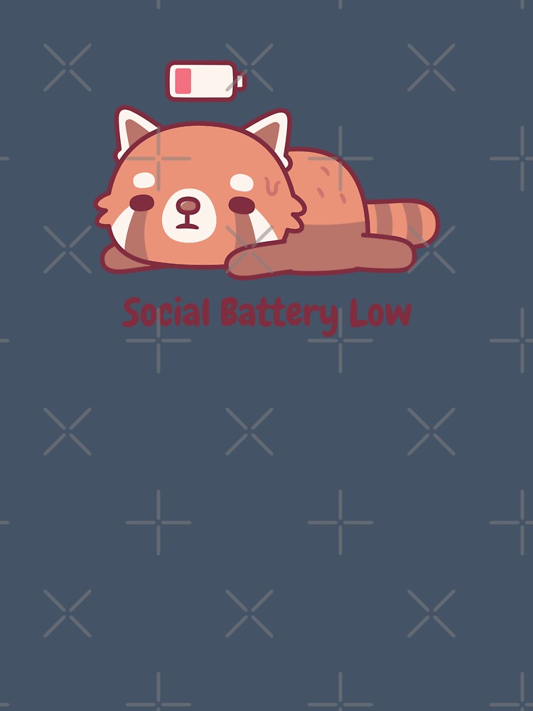 Cute Tired Red Panda Introvert Social Battery Low by rustydoodle