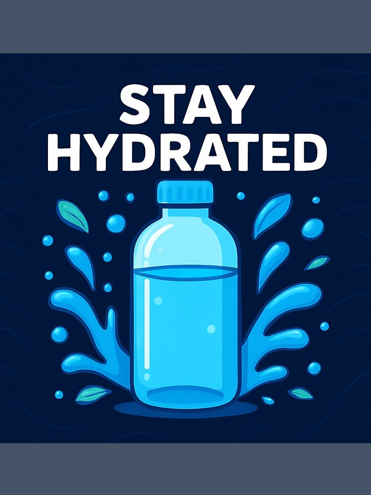 Stay Hydrated | Minimalist Water Reminder Sticker & T-Shirt by FuzzDrive