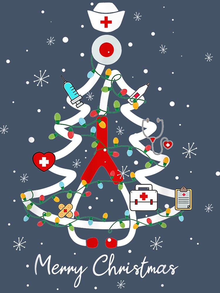 Merry christmas nurse stethoscope christmas tree by linhkaphung