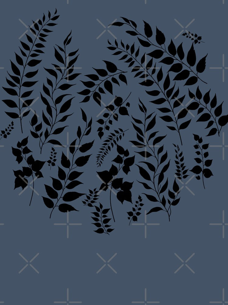 Greenery Botanical Print Black Leaves by SilverPegasus
