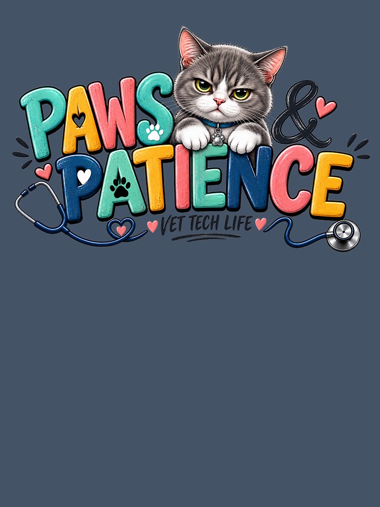 Paws & Patience – Funny Vet Tech Cat Design by HO•Designs