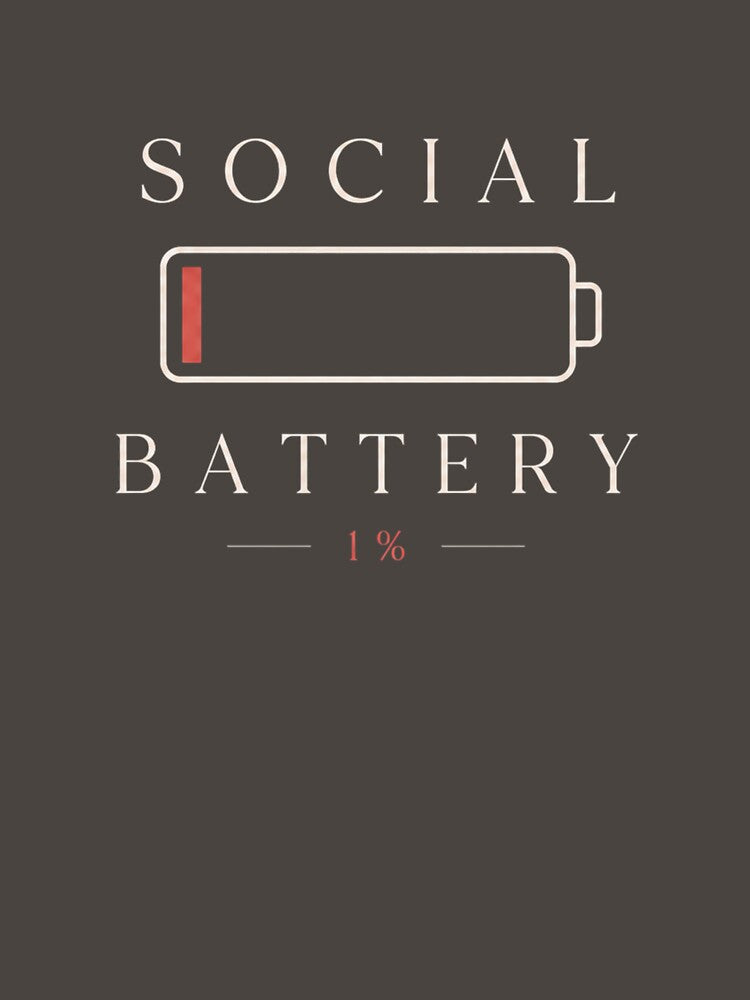 Social Battery 1% – Introvert Humor Minimalist Design by Introvert Chaos Club