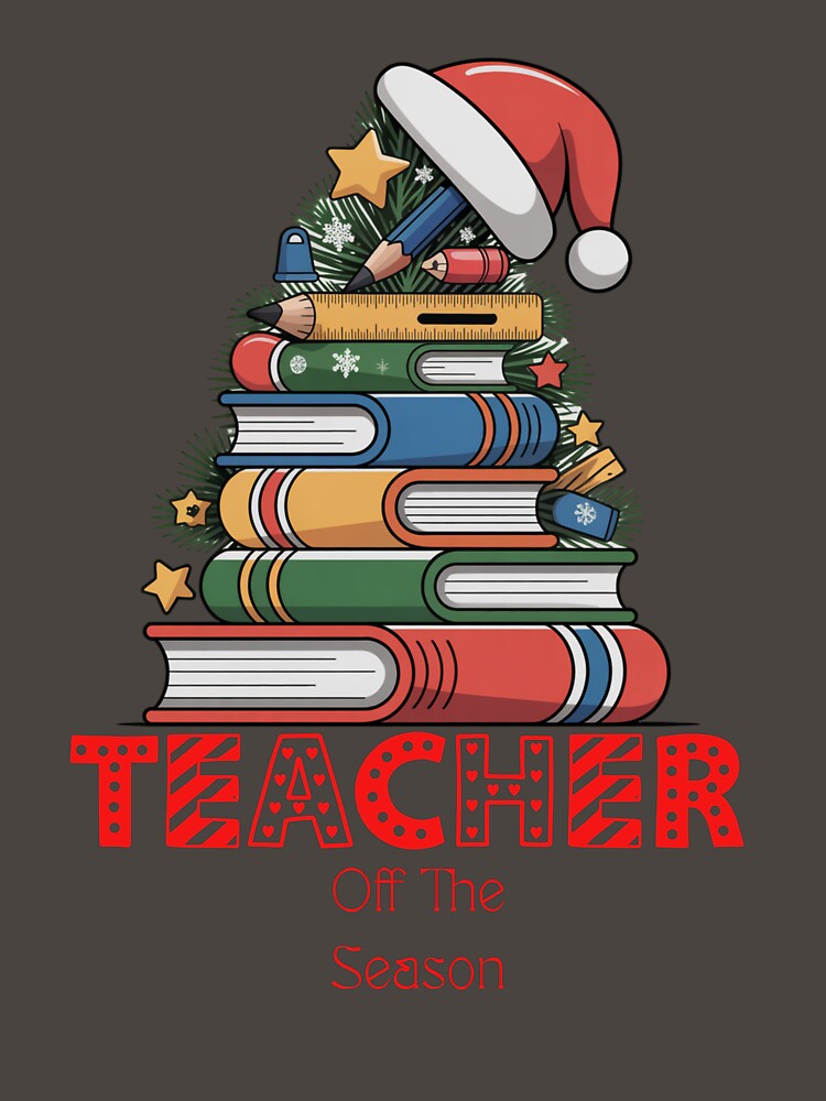Teacher Of The Season Festive Christmas Book Tree T- shirt by Hybrid Life Co
