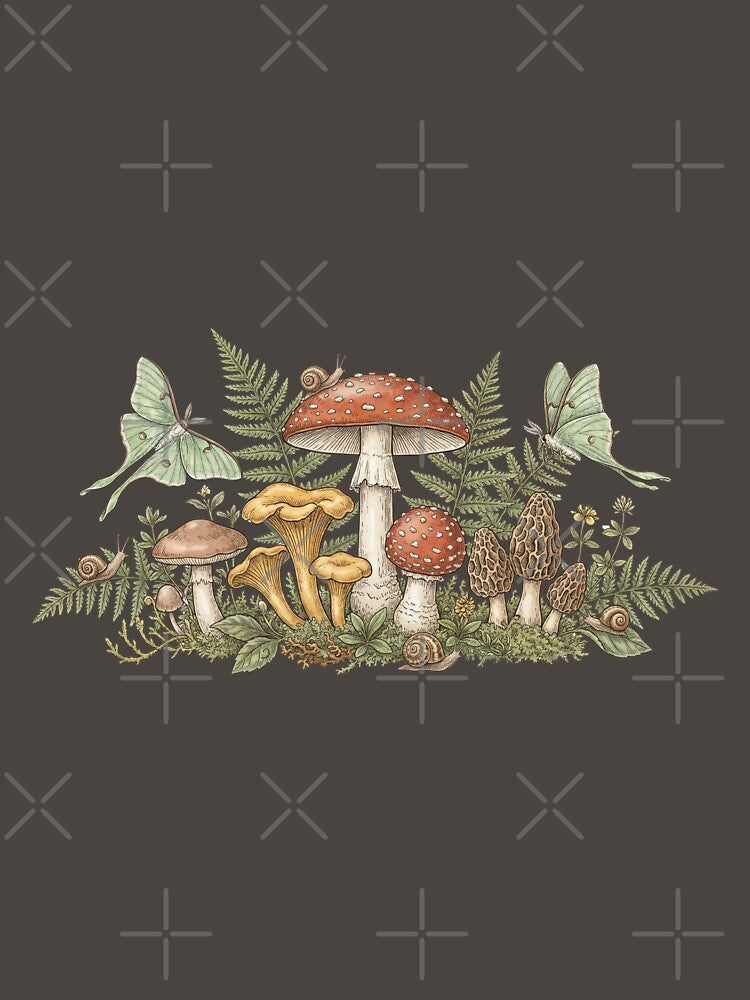 Vintage Mushroom Botanical Illustration – Cottagecore Forest Aesthetic Design by magiquecreations
